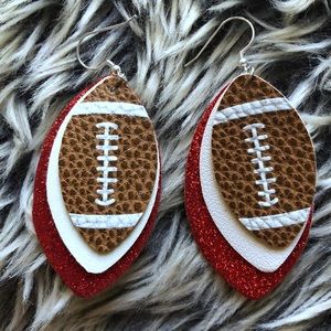 KC Chiefs Leather Football Earrings